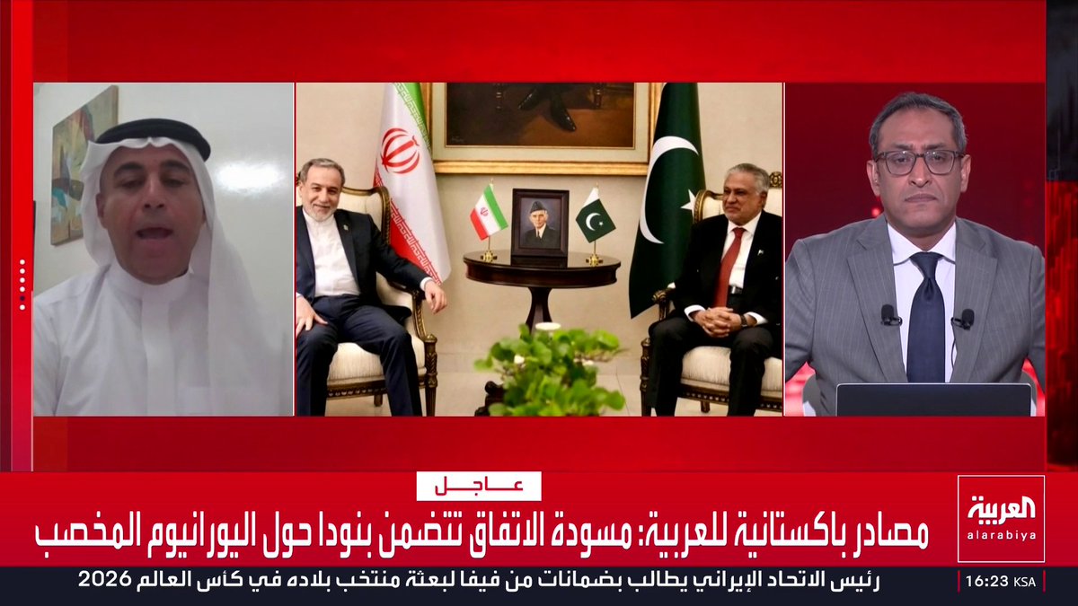 الباحث السياسي حسن المصطفى: السعودية دورها كان واضحا في المفاوضات بين أميركا وإيران بالتنسيق مع باكستان.. والتفاصيل تشير إلى أن شواغل الرياض حاضرة على الطاولة.. والإطار التفاوضي المحتمل سيتضمن مراحل تبدأ بهرمز والبرنامج النووي وصولا إلى حوار خليجي إيراني لضمان عدم تكرار الاعتداءات وبناء الثقة