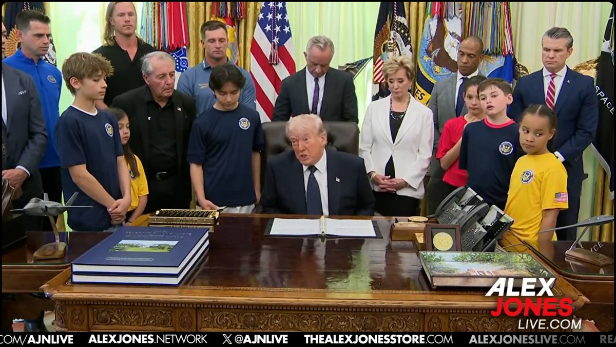 VIDEO: "We Would've Had Iran With A Nuclear Weapon- Maybe We Wouldn't All Be Here Right Now!" Trump Tells School Children In The White House Oval Office That Iran Was 2 Weeks Away From Killing Them! 🔴WATCH ALEX JONES LIVE HERE: