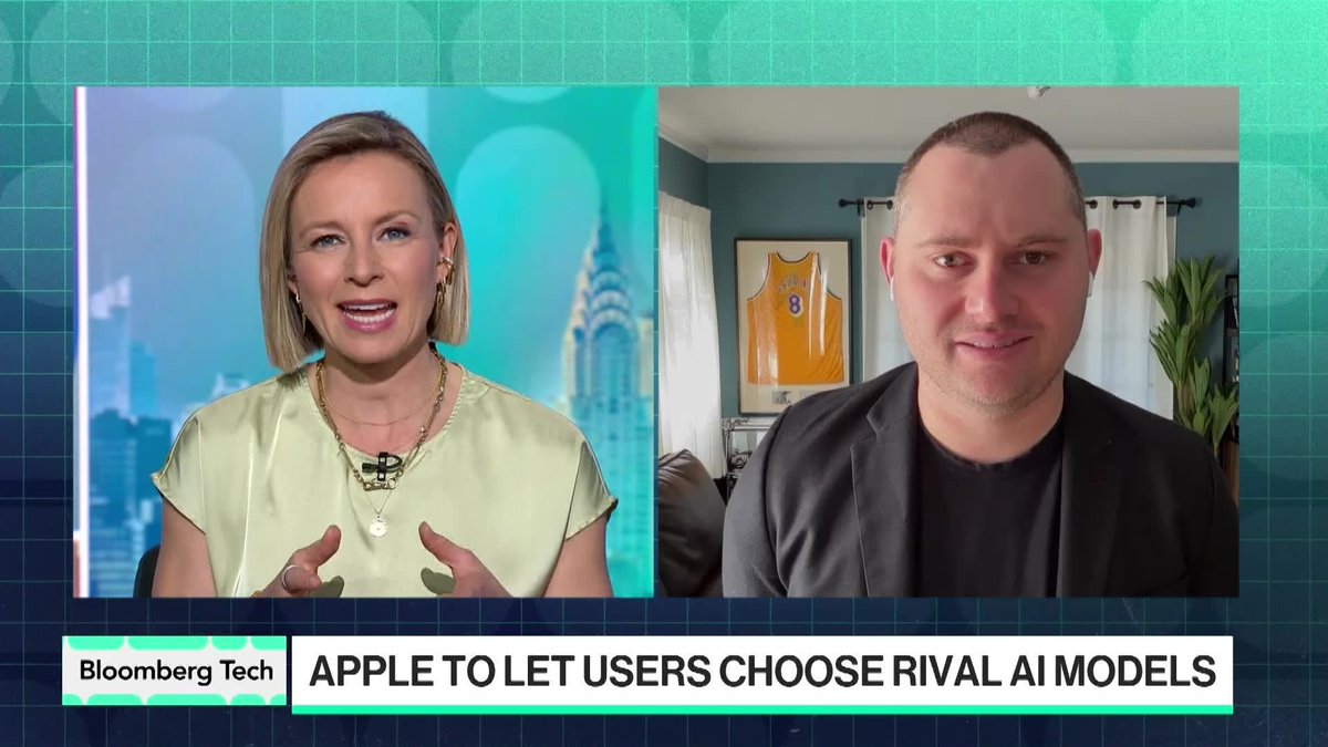 Apple will let users choose from a range of outside artificial intelligence services to power features across its software, building on a strategy to turn its devices into a comprehensive AI platform. Mark Gurman reports