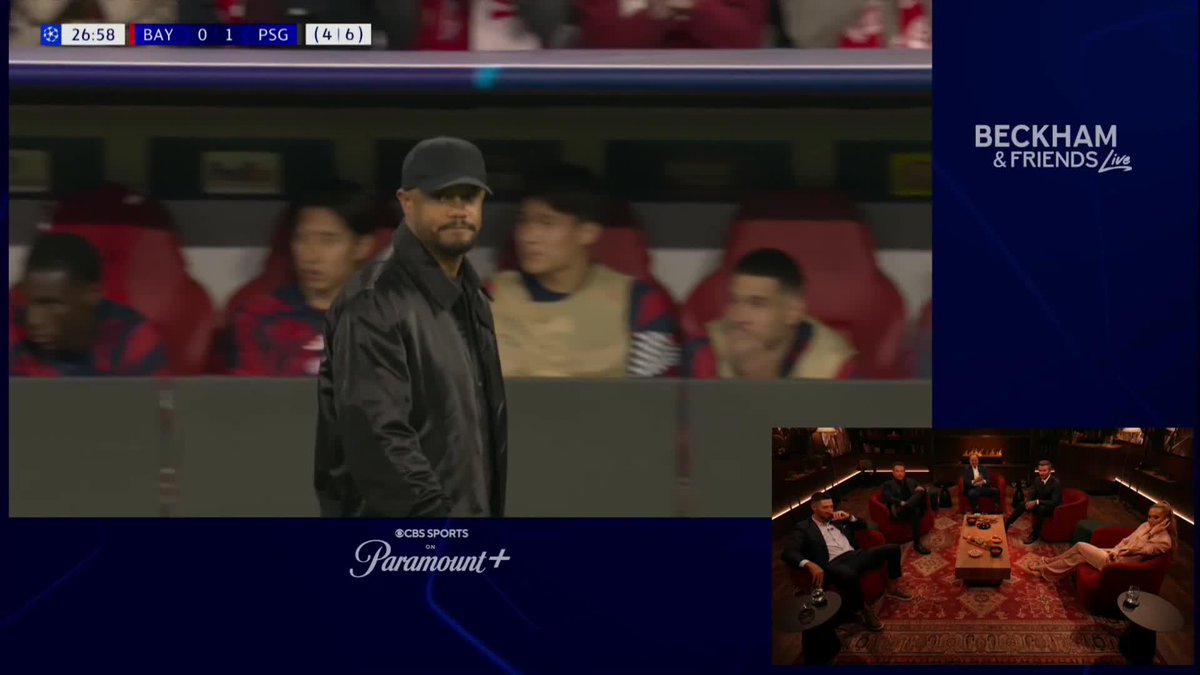 "He’s a great player, Olise… a great player." Michael Olise getting flowers from Sir David Beckham 💐 Watch the Beckham & Friends #UCL semifinal second-leg altcast on Paramount+ 🍿