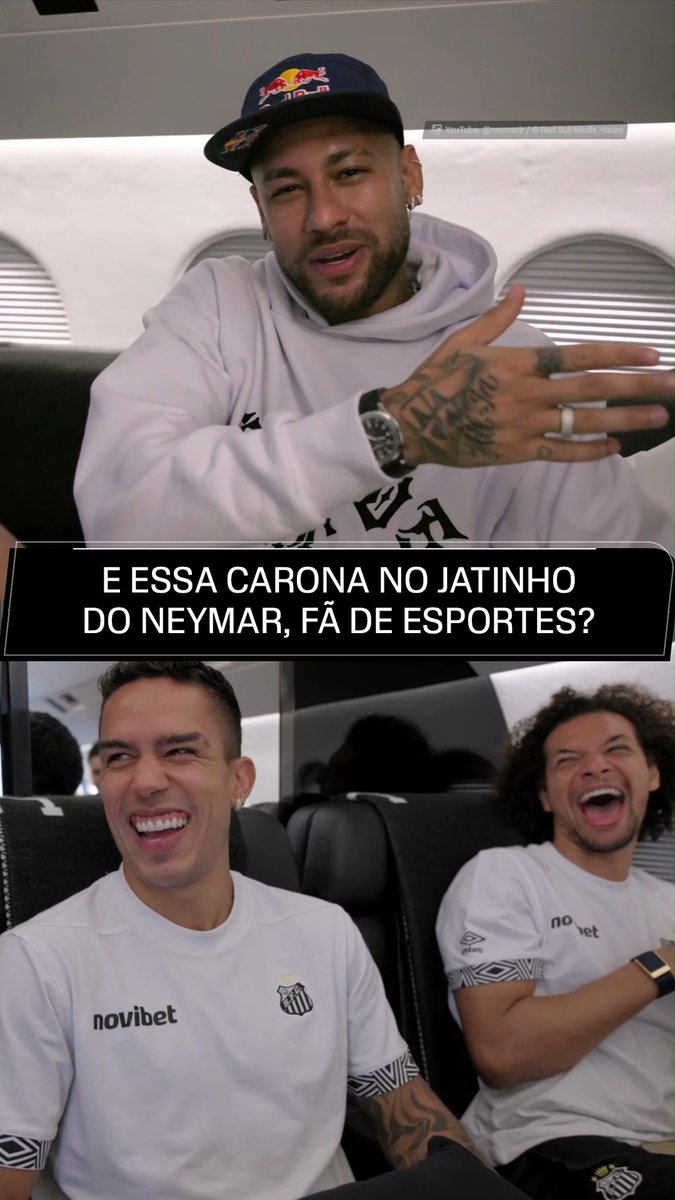 CARONA DE RESPEITO! O atacante do Santos, Neymar, deu carona, em seu jatinho, a Igor Vinícius, William Arão, Gabriel Brazão e Gabigol para o jogo contra o San Lorenzo, pela Sul-Americana. 📹 Neymar Jr e Red Bull #FutebolNaESPN #Neymar #Santos