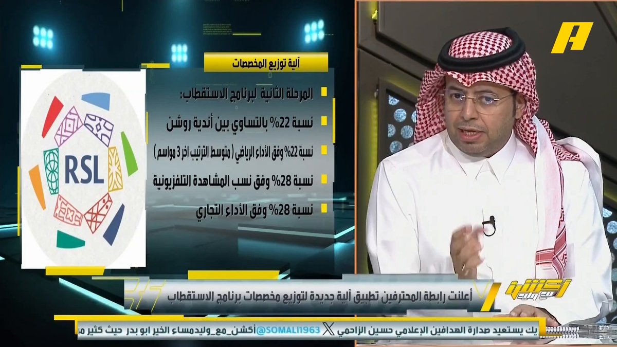 محمد الأحمري: معيار نسبة المشاهدة للجنة الاستقطاب سيكون منتهي لصالح النصر لتواجد رونالدو " المنافسة غير متواجدة" .. كنت أتمنى أن يقسموا نسبة المشاهدة للحضور الجماهيري لكي لا يحصل عزوف عن المدرجات .. أتمنى أن يكون معيار الآداء الرياضي لصالح الدوري ولا يحصل على الأندية الأربعة الكبار مجاناً على MBC شاهد برنامج #اكشن_مع_وليد يومياً الساعة 11:30 مساءً بتوقيت السعودية على #MBCAction