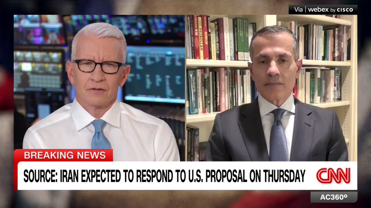 "With a grain of salt": Vali Nasr, a professor at Johns Hopkins University's School of Advanced International Studies, reacts to news that Iran is expected Thursday to deliver a response to the US proposal to end the war.
