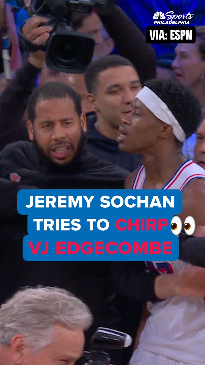 Jeremy Sochan, who played one minute in the Knicks win, tried to talk trash to VJ Edgecombe after the buzzer.