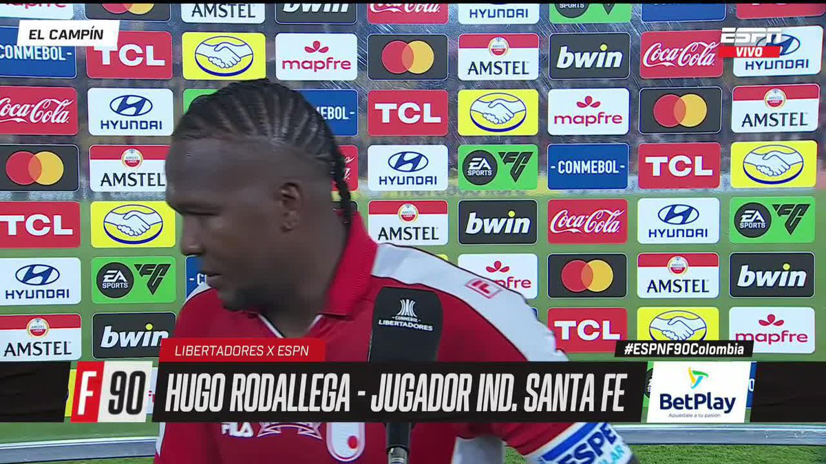 "Mucha BRONCA, mucho enojo. Eran tres puntos muy importantes" Hugo Rodallega y su reacción tras el empate de Santa Fe vs. Corinthians en El Campín ▶️ No te pierdas #ESPNF90Colombia en el Plan Premium de #DisneyPlus