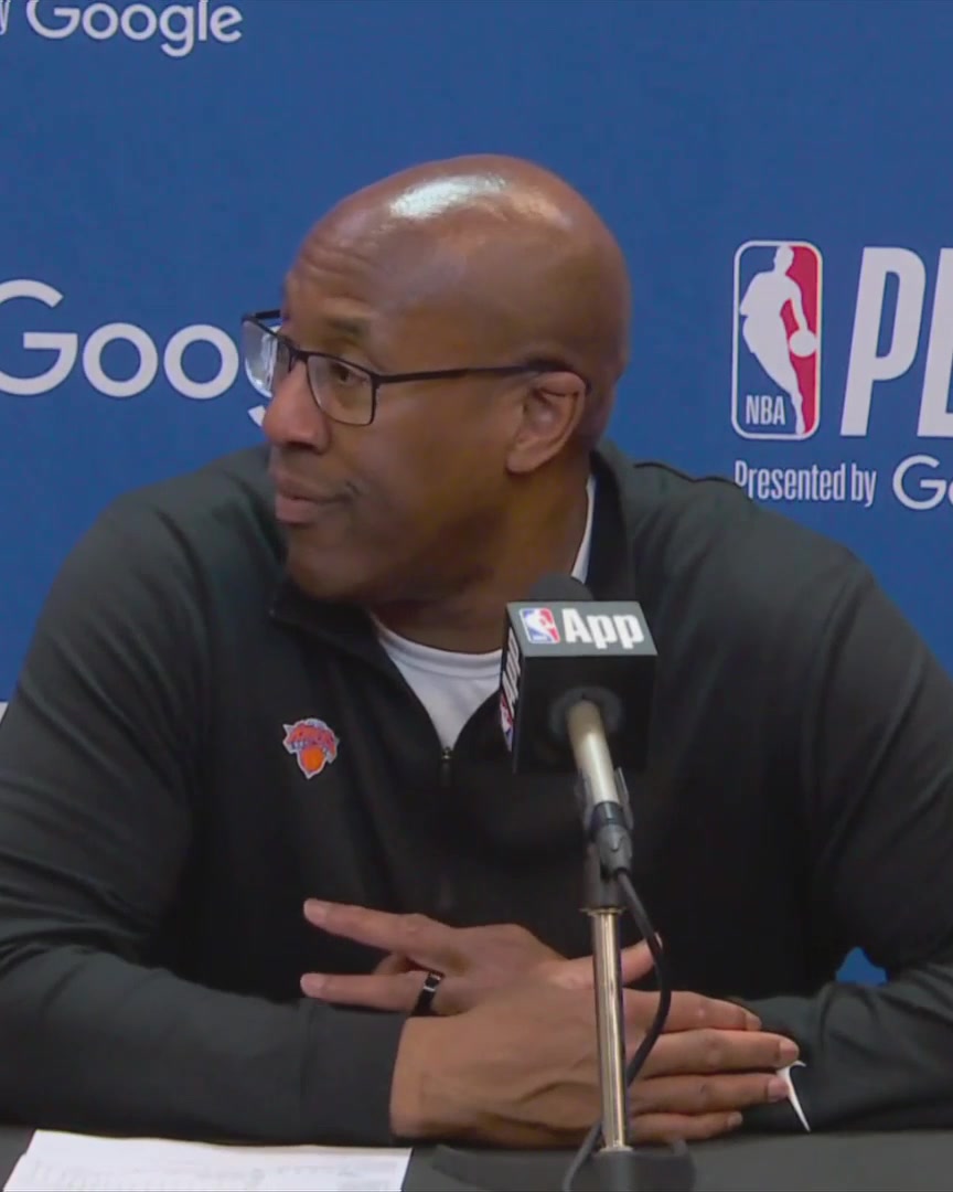 "He's an important player for us. It's no secret that we need him on the floor" Mike Brown talks about Karl-Anthony Towns getting in foul trouble early on tonight and the importance of the Knicks having Towns on the floor: