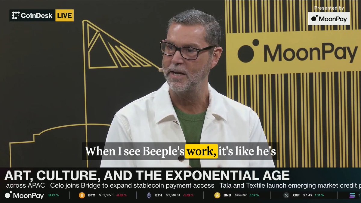 📁 Raoul Pal says beeple's 'Everydays' is "cataloging culture." The Real Vision CEO on why NFT artists endure, on CoinDesk Live at Consensus 2026, presented by MoonPay 🟣. "They're telling the stories of our lifetime."