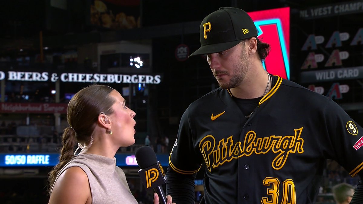 Skenes tonight: 8 IP, 0 R, 2 H, 0 BB, 7 K On showing some emotion tonight & the crowd: "Super animated. I think I smiled once or twice... Lot of yinzers vacationing in Arizona, I guess." 🤣 Hannah Mears / #RaiseIt