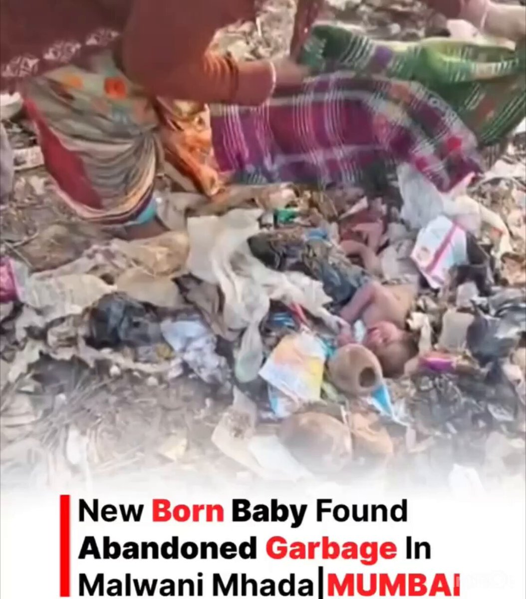 Watch: Heartbreaking 💔 A newborn baby was found abandoned in a garbage dump in Malwani MHADA, Mumbai.
