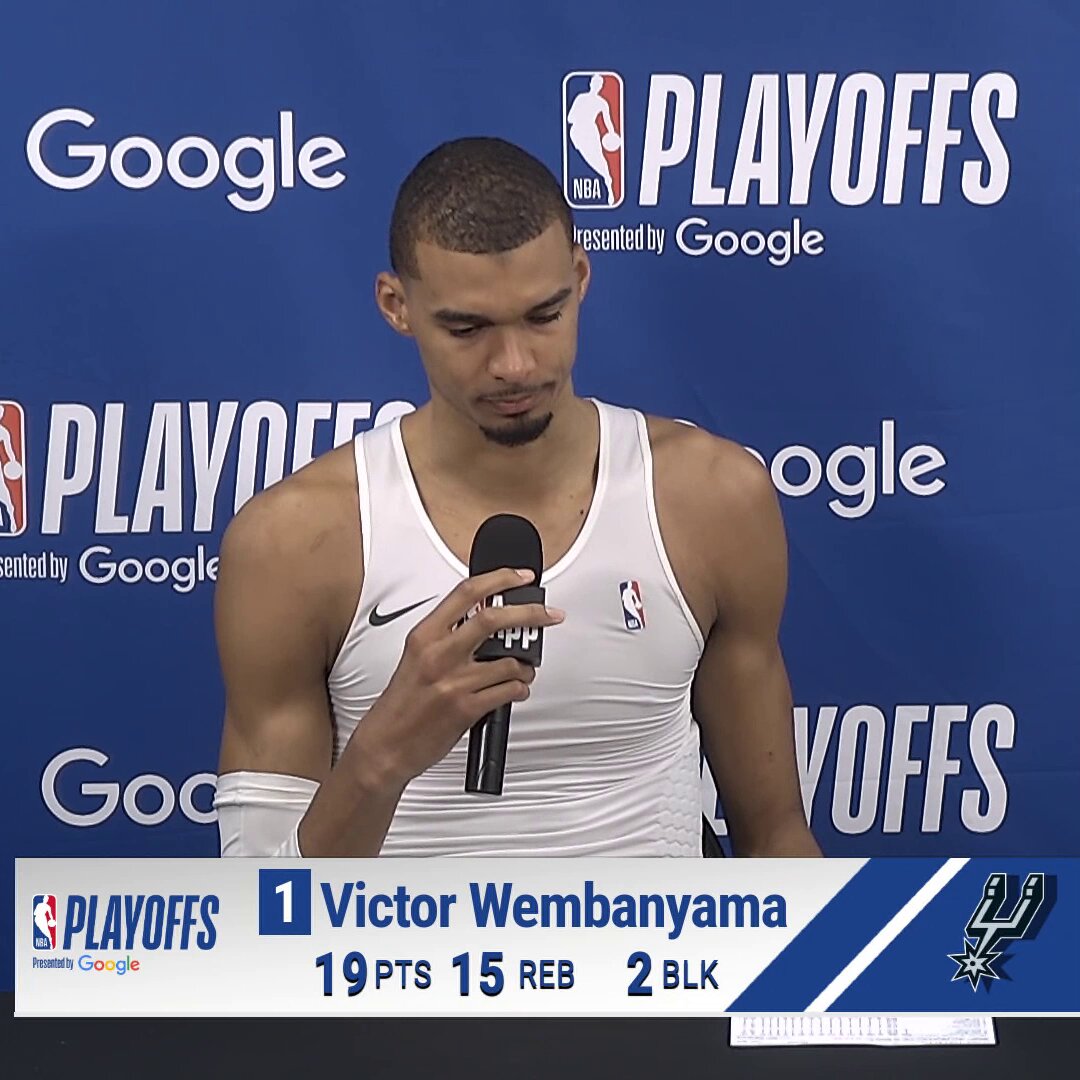"I expected this kind of response from myself and my teammates." Wemby on San Antonio's big Game 2 victory! Spurs even the series at 1-1 in the West Semis 🍿