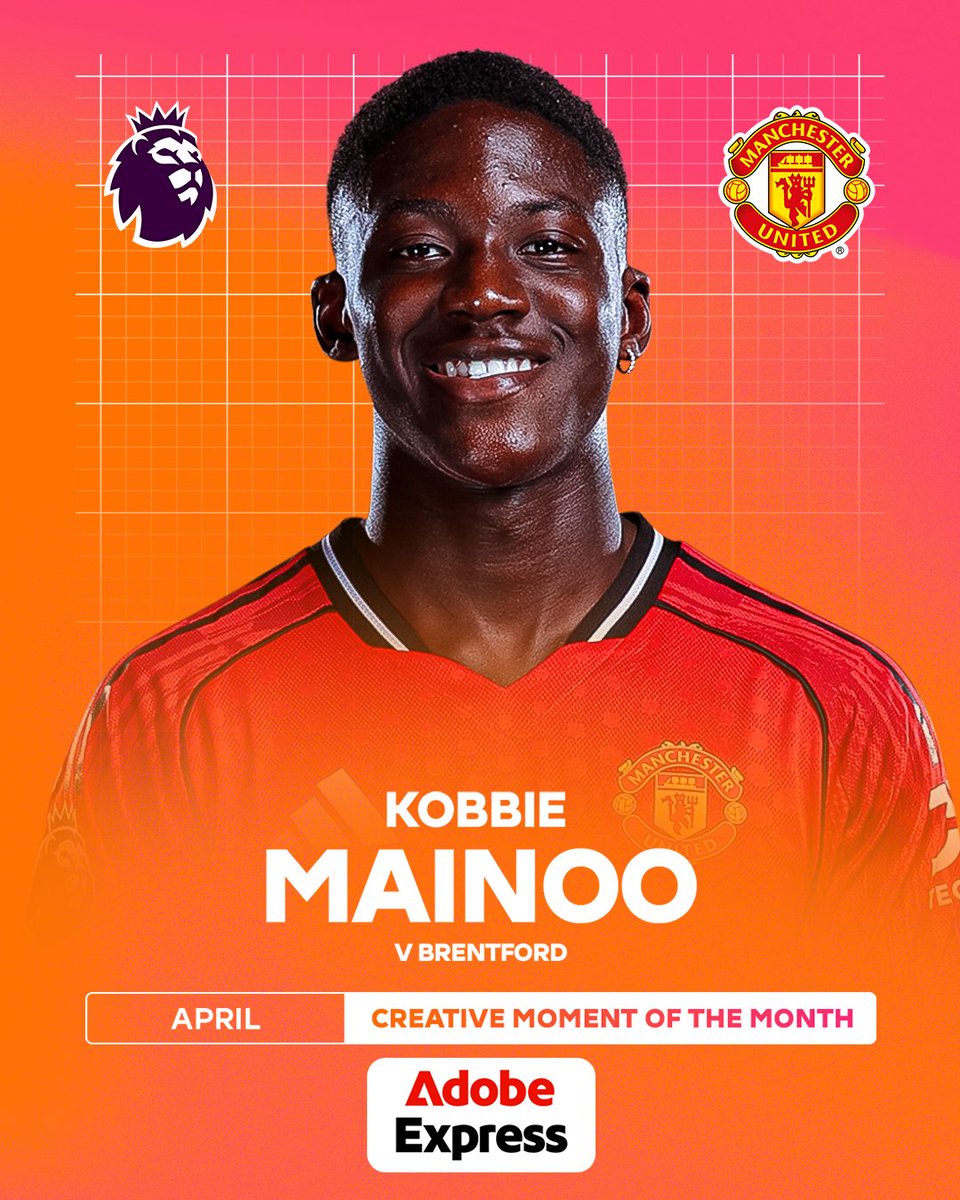 Kobbie Mainoo dancing through the defence 🕺 The Manchester United midfielder wins April's Adobe Express Creative Moment of the Month 💫