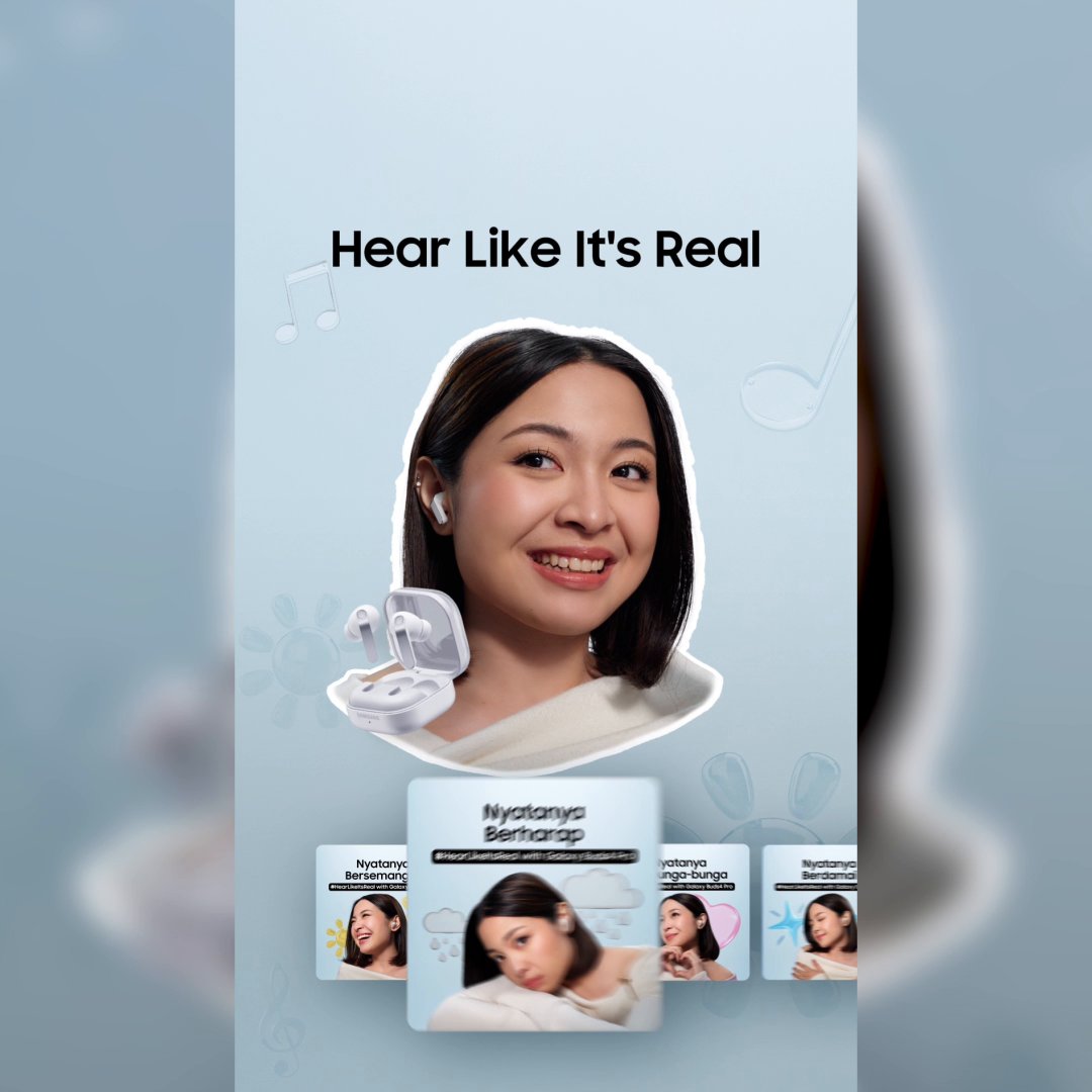 Mau dapetin digital money total 1.2 jt dan voucher Spotify premium untuk 6 orang beruntung? 👀✨ Cukup dengerin 4 playlist #HearLikeItsReal dari Bernadya, lalu share momen kamu saat menikmatinya 🎧🤍 Caranya gampang 👇 1️⃣ Foto momen, perasaan, atau suasana saat dengerin playlist (pastikan foto milik kamu ya!) 2️⃣ Follow, dan submit di X, IG, atau Tiktok dengan #GalaxyBuds4 Series, #HearLikeItsReal, #RealSoundExperience Pakai Galaxy Buds4 Series? Kesempatan menangmu makin besar 😉 🗓️ Periode: 7 Mei – 31 Mei 2026 Yuk, share momen kamu sekarang! #GalaxyAI