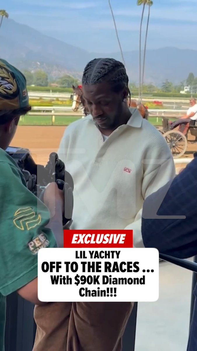 🔥 Lil Yachty got a custom diamond chain and racehorse pendant for the Kentucky Derby.