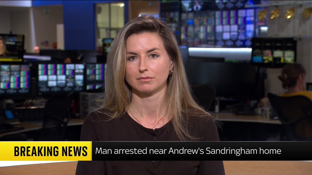 1/2 'Andrew was reportedly walking his dogs when a man came up to him shouting.' Sky's Phoebe Southworth has the latest, as police have arrested a man on suspicion of a public order offence and possession of an offensive weapon near the home of Andrew Mountbatten-Windsor