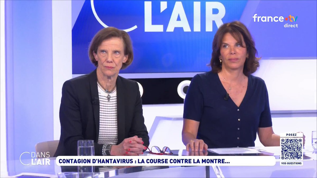 "Le premier patient est tombé malade 4 jours après avoir pris le bateau. C’est un délai court pour qu’il ait été contaminé sur le bateau […] Ce qui compte, c’est de rechercher les causes de ce pic d’hantavirus". Anne-Claude Crémieux, Audrey Goutard et Anne Sénéquier #cdanslair