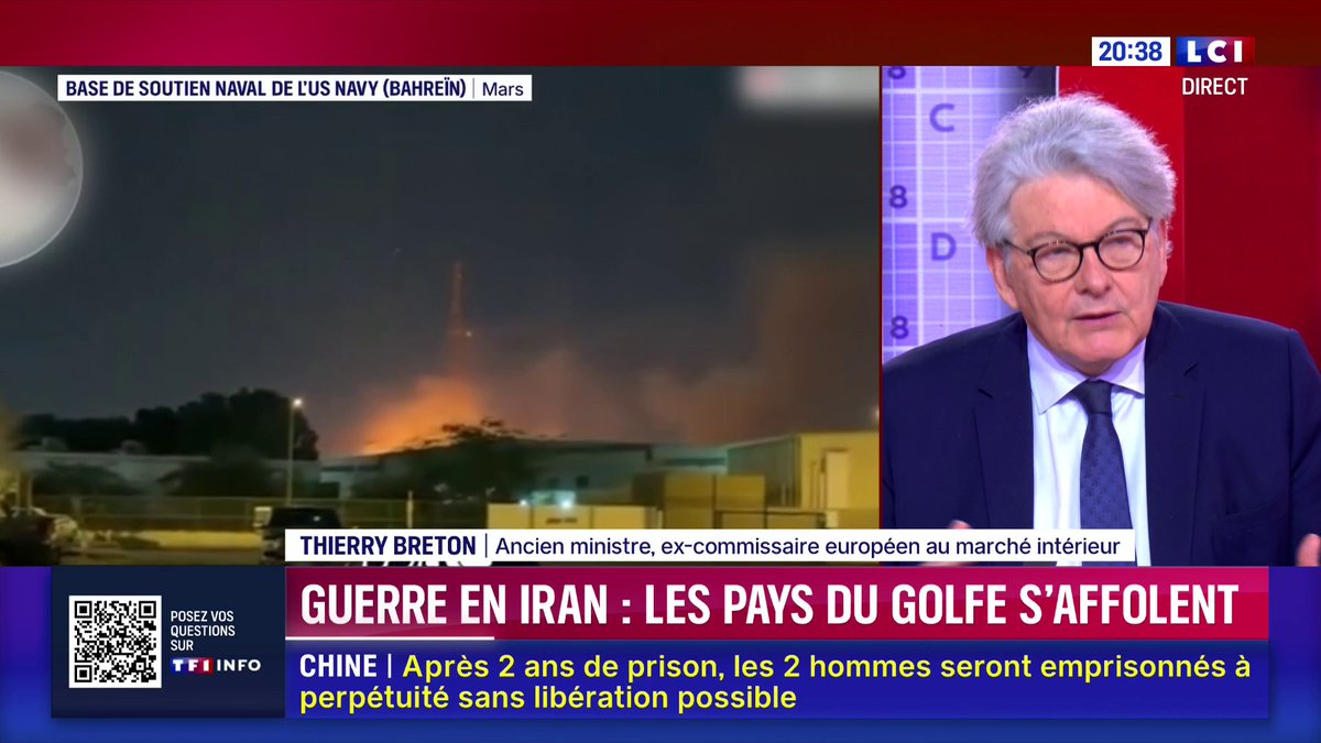 ๐ด LโArabie saoudite doute de la capacitรฉ des รtats-Unis ร la protรฉger en cas dโattaque iranienne ๐ฃ๏ธ "Le fait que les รtats-Unis ne soient plus perรงus comme un protecteur marque un changement de paradigme. Lโordre รฉtabli est en train de voler en รฉclats", analyse Thierry Breton