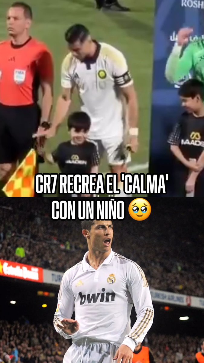 ES EL MEJOR 🤩 🥹 Cristiano Ronaldo tuvo este bonito momento con el niño del protocolo, le enseño a hacer uno de sus míticos festejos. 📹 molariifai