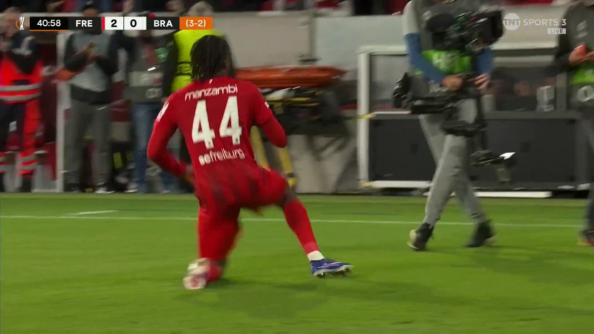 SC Freiburg turn the tie around! Johan Manzambi makes it two to give Freiburg the lead ๐ฅ ๐บ Watch live on TNT Sports and HBO Max