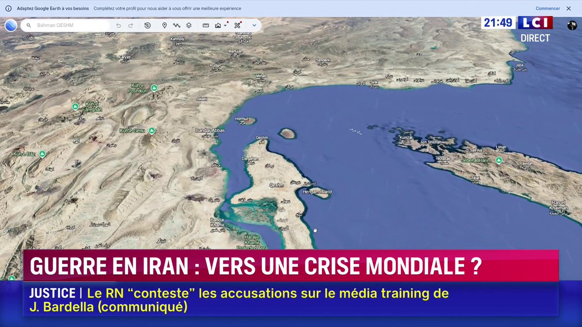 🔴 Iran : la télévision d’État signale des explosions sur l'île de Qeshm, située dans le détroit d'Ormuz