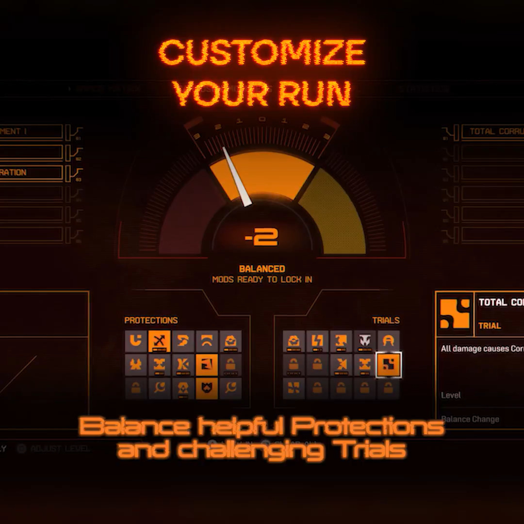 In Saros, choose how hard you want to make each run. Balance powerful buffs and challenging debuffs with Carcosan Modifiers.