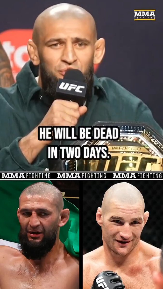 Khamzat Chimaev: "He will be dead in two days. … I am a terrorist for him. I am going to take off his head. I am going to kill him." Sean Strickland: "I didn't bring religion into this. He's the one that brought this into this. … You are a f*cking dog."