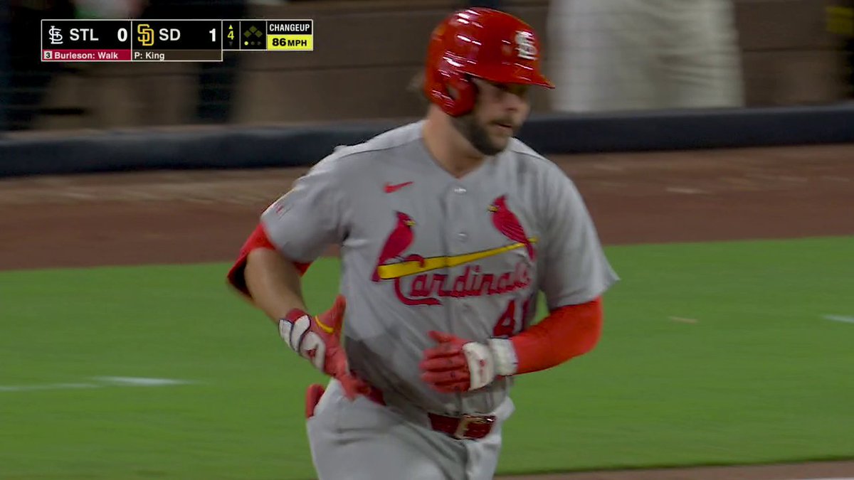 Alec Burleson with a SHOT to start the scoring for the Cardinals 🔥 Cardinals-Padres is all tied up on ESPN and the ESPN App ⚾️