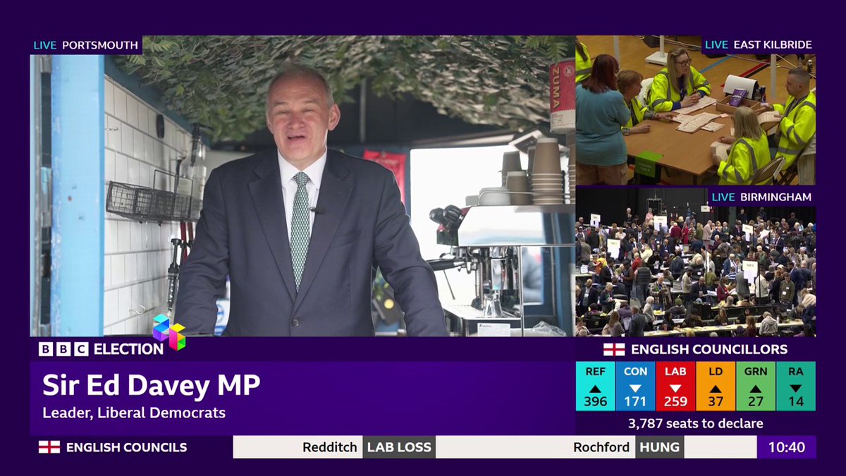 "What we are offering is change, I think people across the country are fed up of the Conservatives and Labour," Lib Dem leader Ed Davey says as he reflects on early election results Follow live results and analysis: