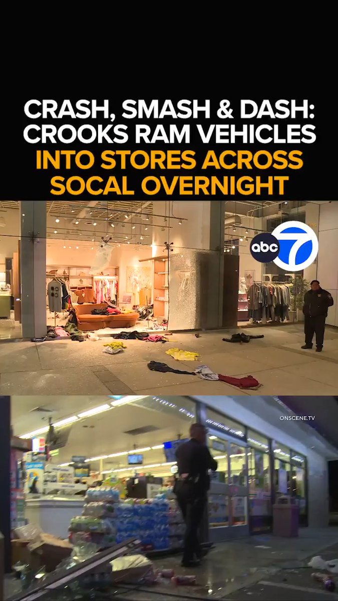 Police in Eagle Rock and deputies in WeHo tracking smash and grab crooks who rammed trucks into local stores overnight. From a high-end resale boutique on Melrose to an ATM heist at a 7-Eleven store, the manhunt for multiple suspects - This morning at 6 from ABC7.