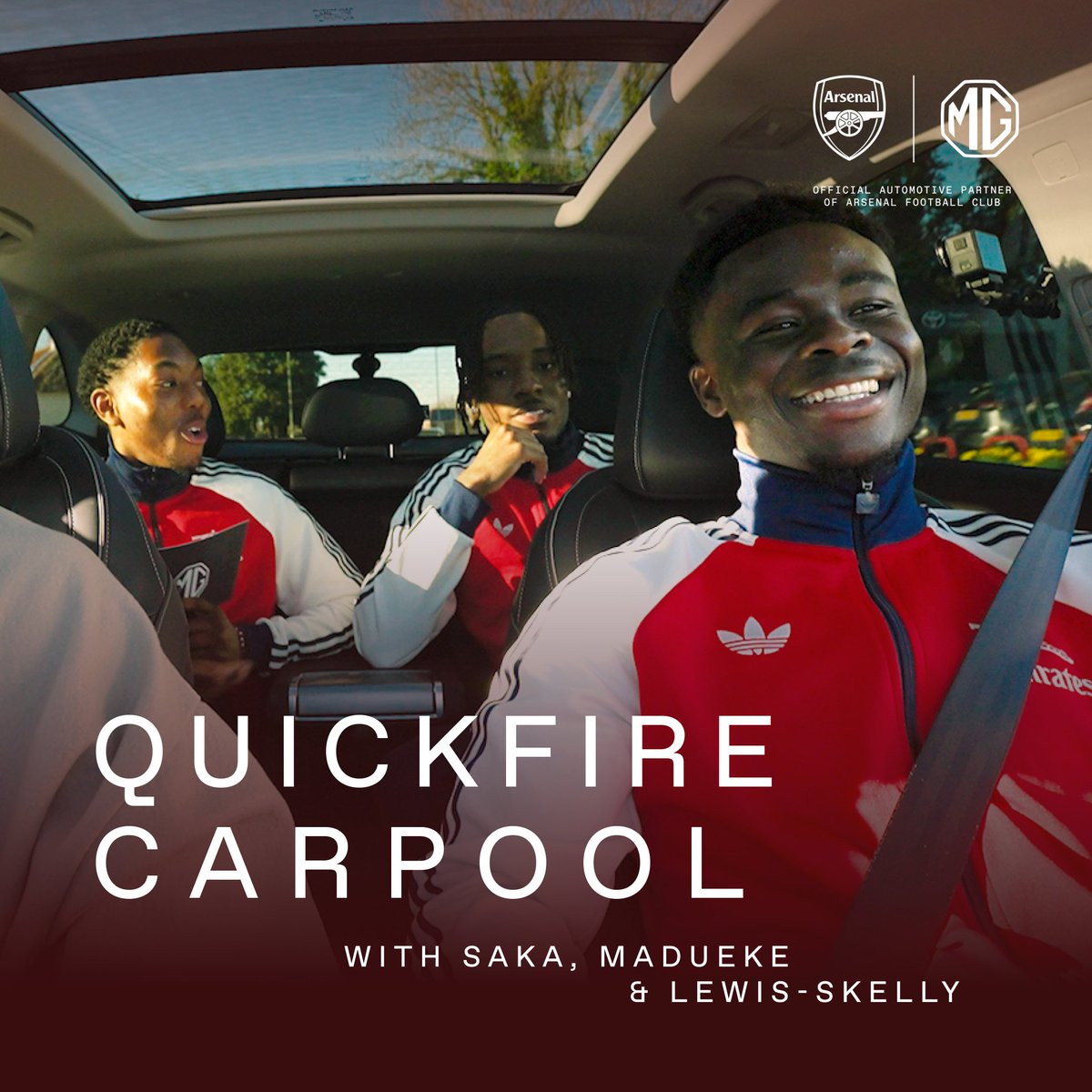 You don’t want to miss this 🤣 Bukayo Saka, Noni Madueke and Myles Lewis-Skelly enjoy an afternoon filled with chaotic questions in the All-New MGS9 Plug-in Hybrid 🚗 🤝 @MGMotor