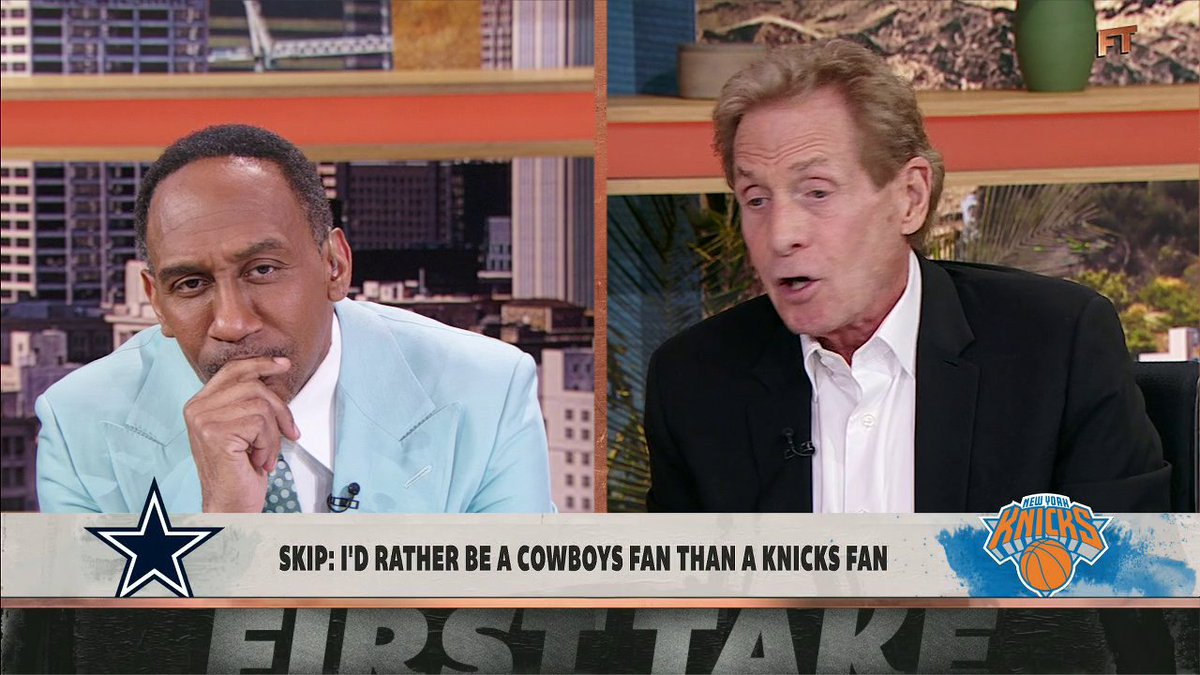 "You threw your Dallas Cowboys paraphernalia in the TRASH." 😳 Stephen A Smith and Skip Bayless debate their Cowboys and Knicks fandom 😅