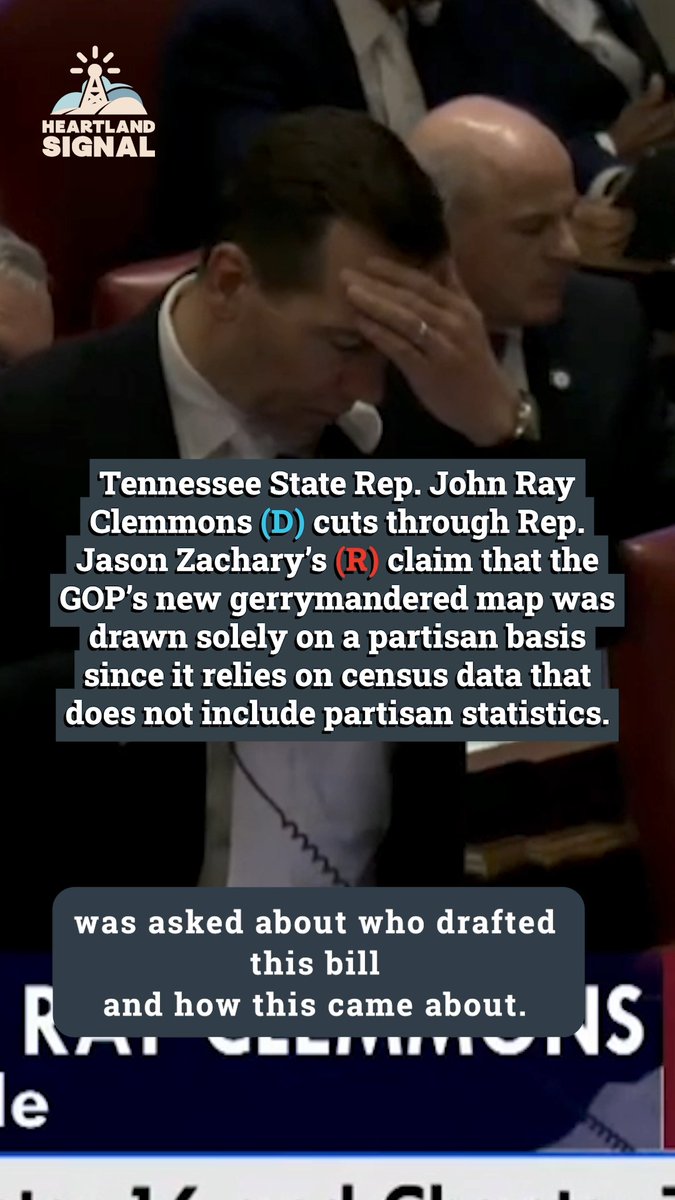 REP. John Ray Clemmons: โIf you solely relied on census data, Iโm confused about how you knew partisan scores when drawing this map.โ Rep. Jason Zachary: โDid you have a question?โ๐คท๐ผ CLEMMONS: โIf thatโs your answer, that is fine by me and that is all I need.โ๐ฌ