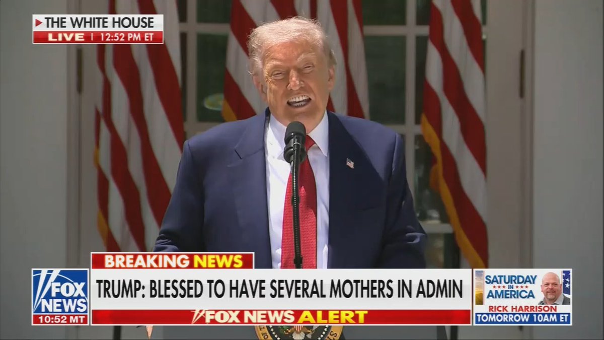 Trump gets distracted and tells the audience at his Mother's Day event to buy Dell computers: "Go out and buy a Dell! They're great."