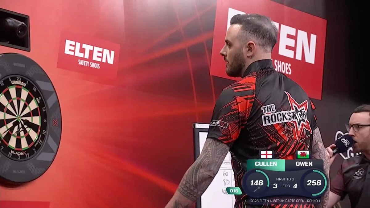 146 FROM CULLEN! A fantastic 146 outshot from Joe Cullen puts himself back in this contest against Rob Owen, levelling the match at 4-4! 📺 #ET6