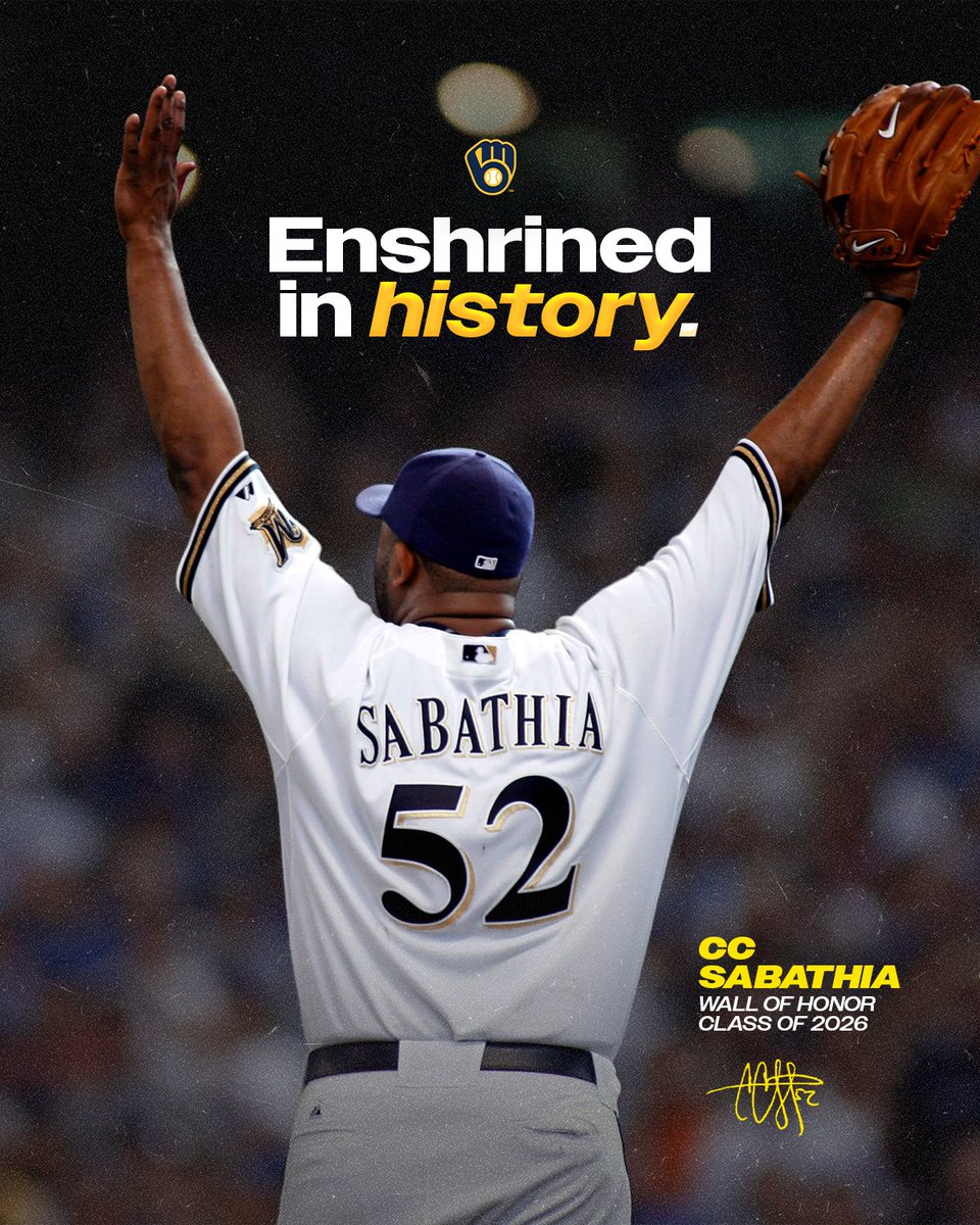 For one of the greatest stretches in pitching history... Today, we induct CC Sabathia into the Brewers Wall of Honor 👏