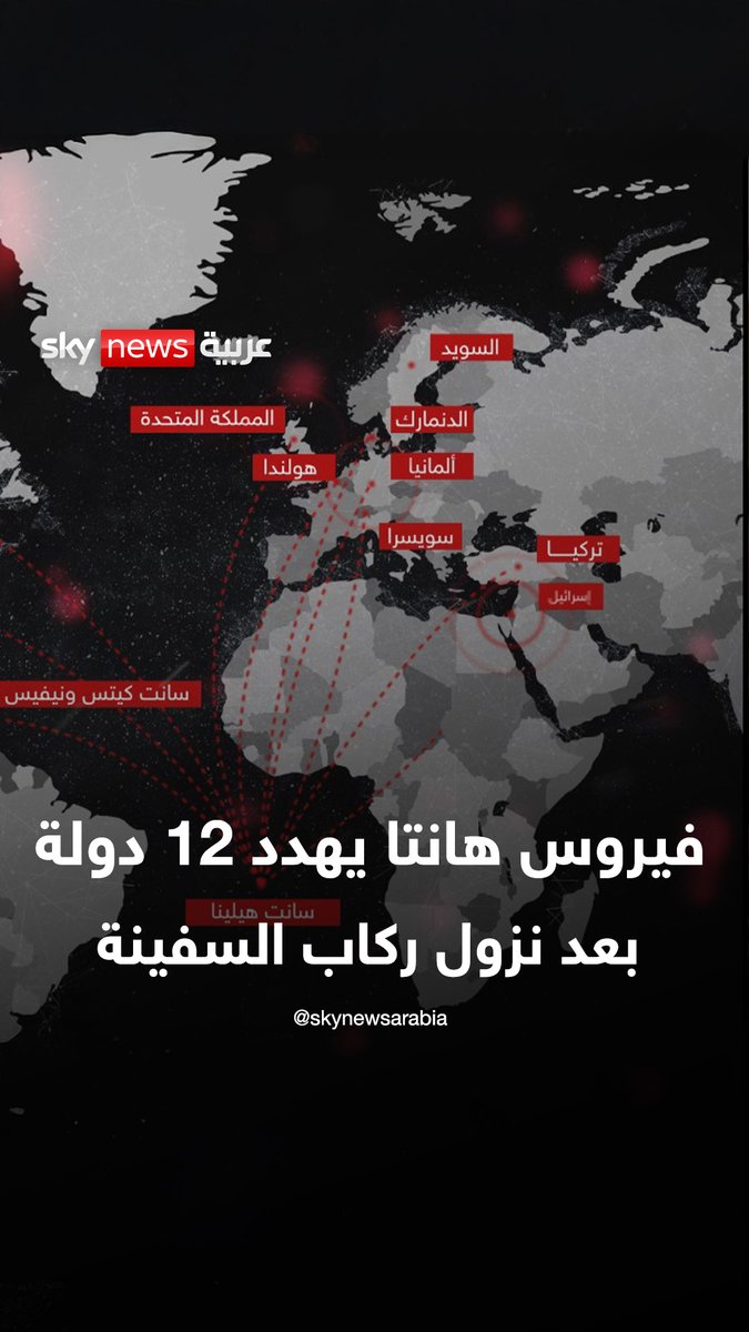 من سفينة واحدة إلى 12 دولة.. خريطة تحركات ركاب الرحلة البحرية الموبوءة بفيروس هانتا #Hantavirüs #هانتا #hantavirus #فيروس_هانتا