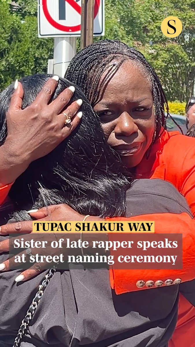 Before Tupac Shakur is honored tonight at Camden Yards, his sister, Sekyiwa "Set" Shakur spoke at a street-naming ceremony Friday morning in the Pen Lucy neighborhood. Shakur and his sister spent four years living along Greenmount Avenue — time that became formative for Tupac as he studied at the Baltimore School for the Arts before launching his career in music. 🎥: Lloyd Fox