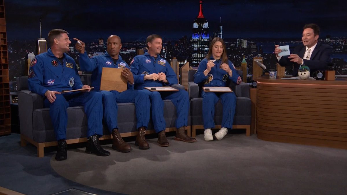 The Crew of NASA Artemis II’s Moon Mission decide whose hair looked the best in space 😭 #FallonTonight