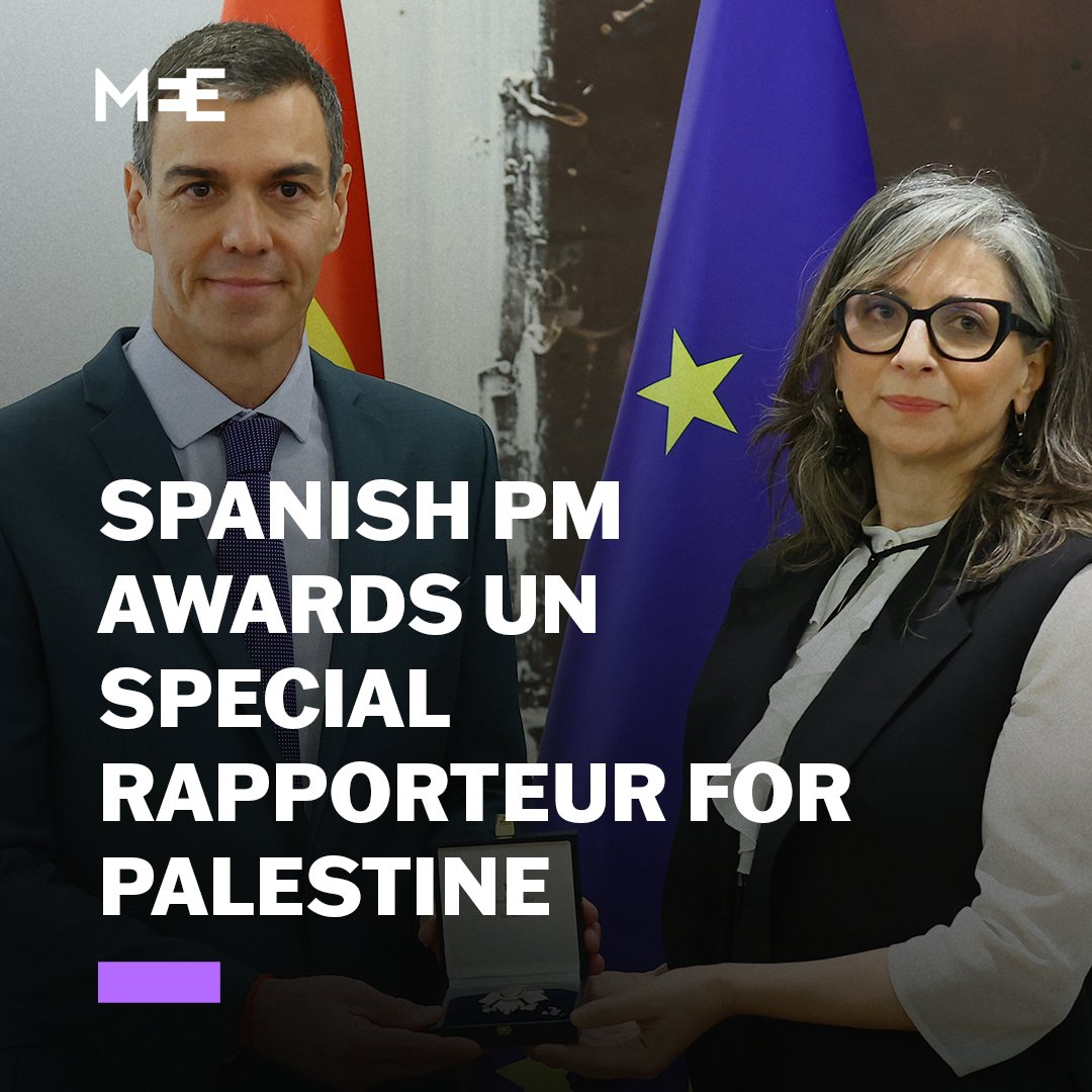 For her work "documenting and denouncing the violations of international law in Gaza," Spanish Prime Minister Pedro Sanchez has awarded Francesca Albanese a Civil Order of Merit.