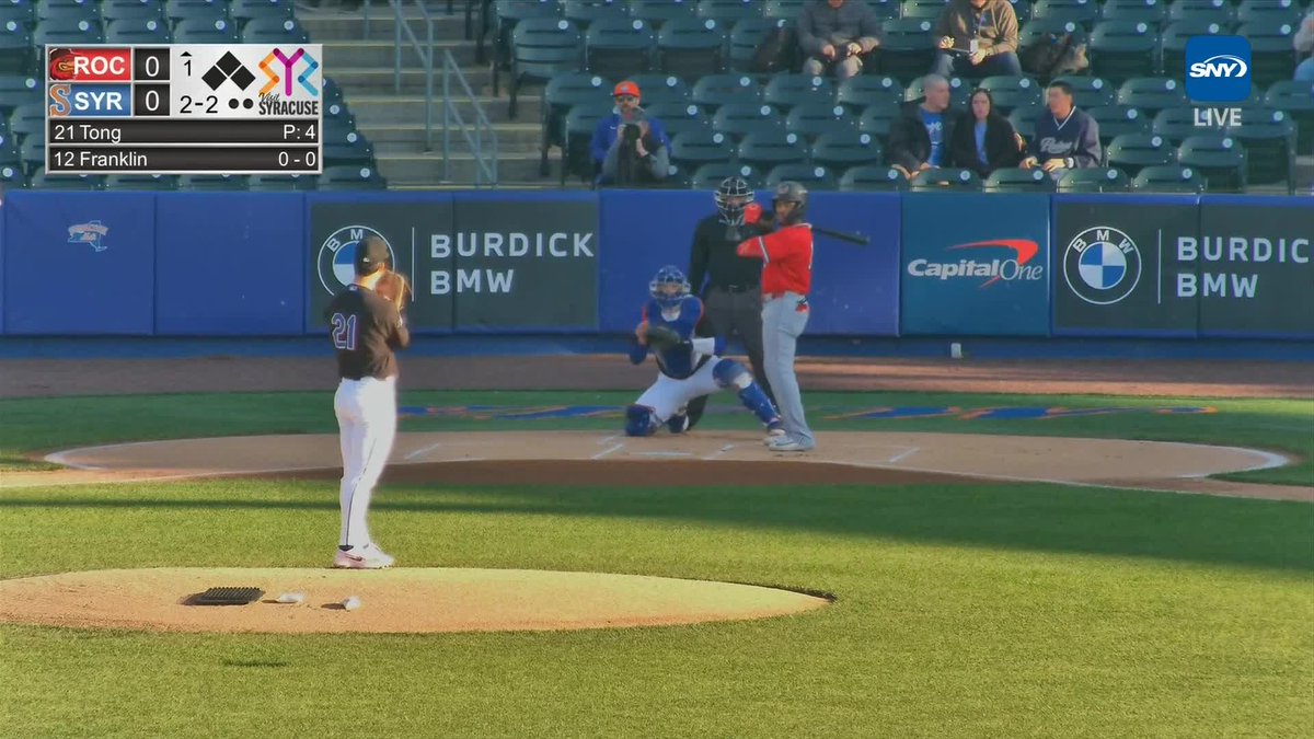 Jonah Tong's final line tonight: 5+ IP, 2 H, 2 ER, 4 BB, 8 K Catch the Syracuse Mets NOW on SNY