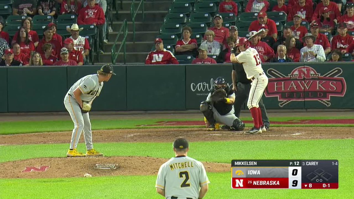 DC SAYS GOODNIGHT. ⚡ SOLO HR BY CAREY ENDS THE GAME. HUSKERS WIN! 🌽 E8 | Nebraska 10, Iowa 0