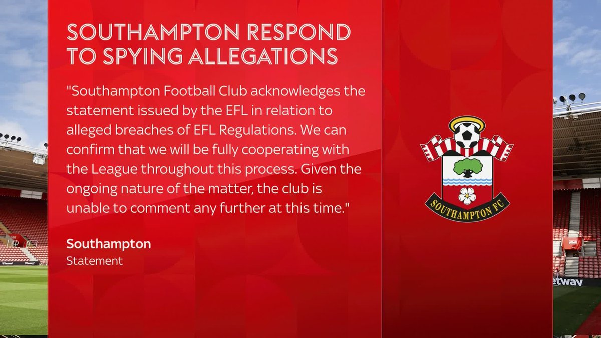 Southampton have responded after being charged with breaching EFL regulations after allegation of unauthorised filming of Middlesbrough's training session 📝