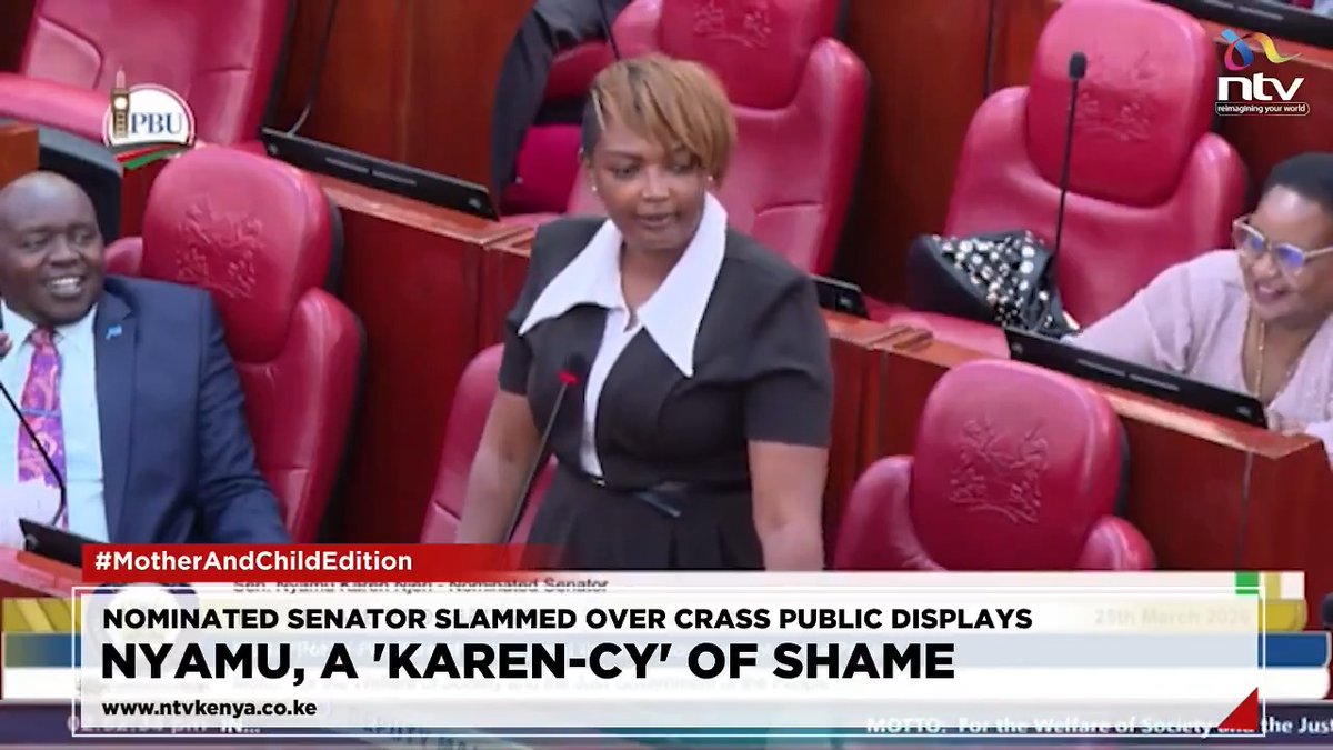 Nyamu, A 'Karen-cy' of Shame Pressure is mounting on the UDA party to take decisive action against Karen Nyamu following her recent inappropriate remarks directed at a pupil visiting the Senate chambers. Some Kenyans have dismissed Nyamu's apology in the Senate as insincere.