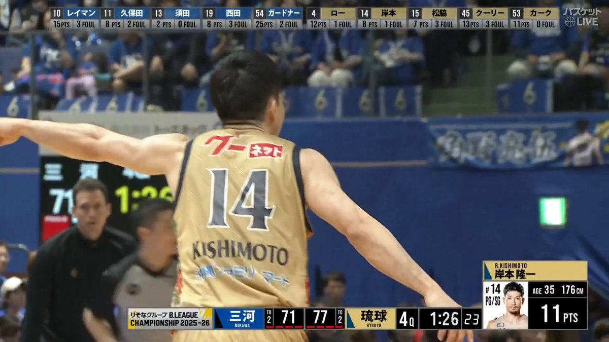 岸本隆一大事な場面でみせた🔥 試合最終盤シビれる場面💥 落ち着きはらった岸本の一発‼ シーホース三河 🆚 琉球ゴールデンキングス 🏀りそなグループ B.LEAGUE QUARTERFINALS 2025-26｜GAME2 #バスケットLIVE ライブ/見逃し配信中📡 #Bリーグ B.LEAGUE（Bリーグ） 琉球ゴールデンキングス公式