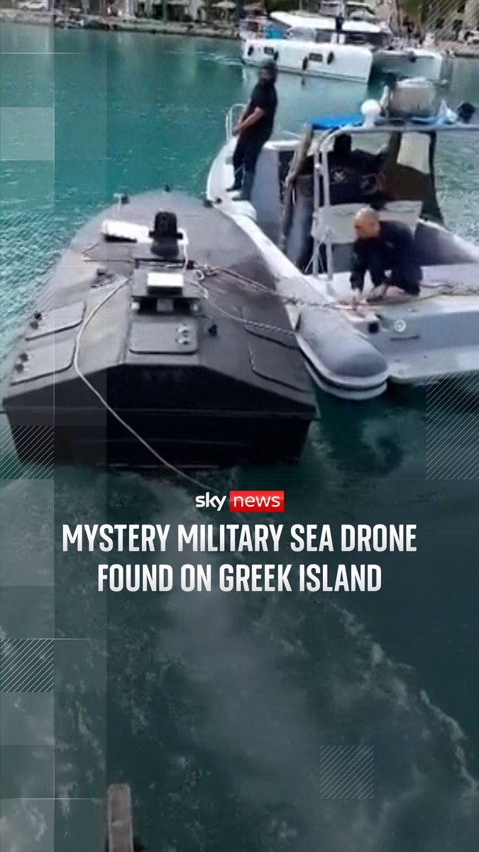 Authorities in Greece were investigating an armed unmanned surface vessel that washed ashore on an island off the country’s western coast.