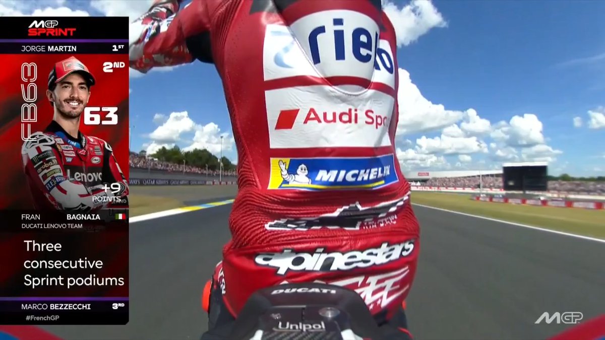 Saturdays are for Pecco, who scores a third #TissotSprint podium in a row 💪 #FrenchGP 🇫🇷