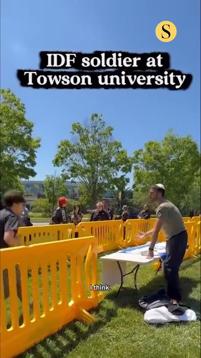 A Towson University student reacts to an Israel Defense Forces soldier on campus. 🎥: Courtesy of Adi Karni