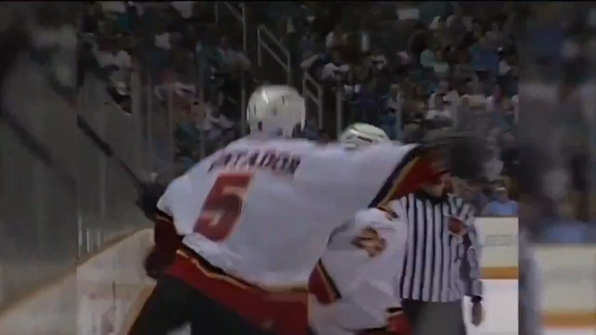 Steve Montador scored the OT winner in game 1 against the Sharks on this day in 2004 ❤️ 💛 🎥: CBC | #Flames