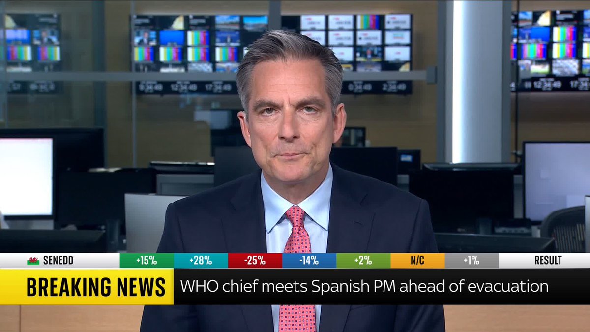 BREAKING: Spain's prime minister Pedro Sanchez and WHO chief Tedros Adhanom Ghebreyesus met in Madrid to discuss the ongoing hantavirus situation. Cruise ship hantavirus latest: 📺 Sky 501 and YouTube