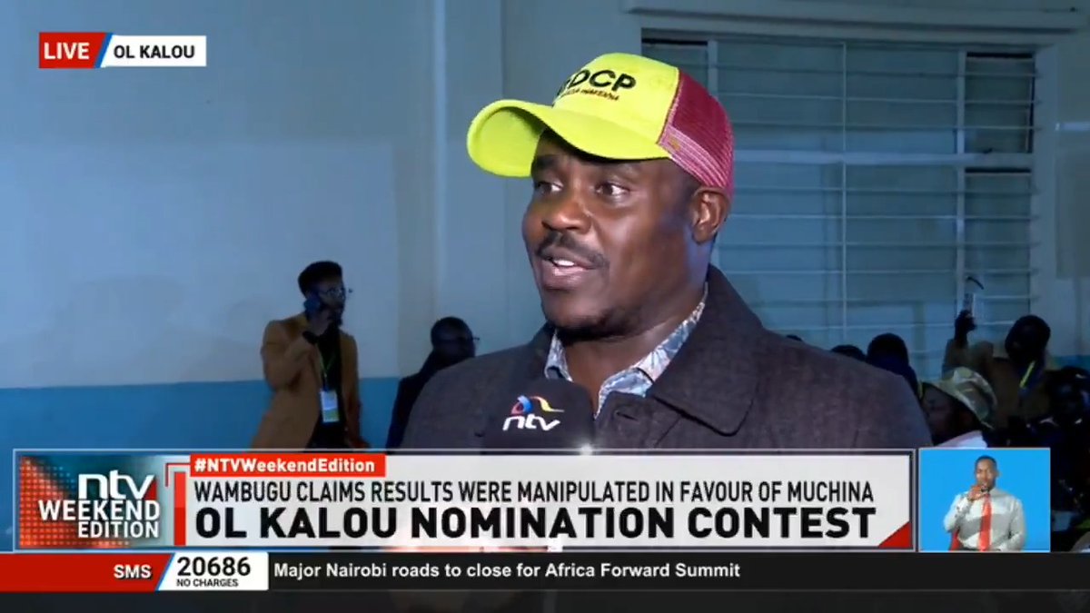 Ol Kalou nomination contest Results of the DCP party nominations for member of parliament in Ol Kalou, Nyandarua County, are being tallied in a day that saw a huge number of voters trooping into polling stations compared to Friday's UDA nominations, where aspirant George Wambugu has disputed Friday's results, claiming that the election was rigged in favour of Samuel Muchina. #NTVWeekendEdition Michelle Ngele-Odhiambo