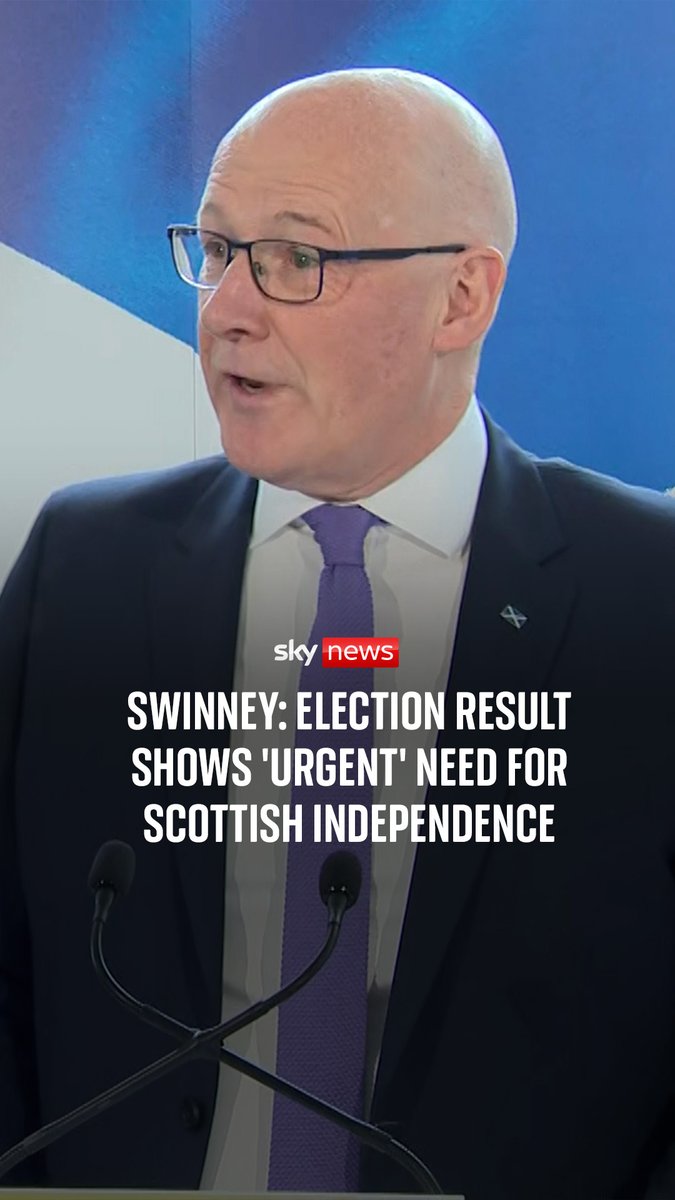 Scotland's First Minister John Swinney said Scotland must be independent to block Nigel Farage. The SNP leader was speaking after his party won the Scottish election.